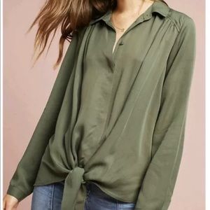 Anthro Maeve Olive Green Top Small